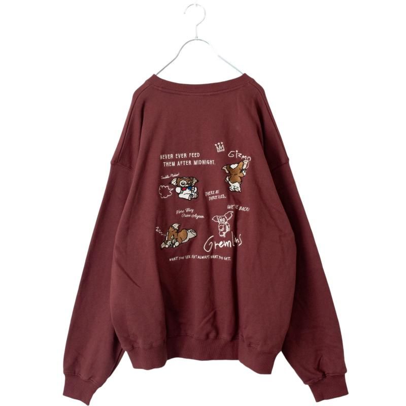 GREMLINS Gizmo Doodle Embroidered Sweatshirt WINE RED