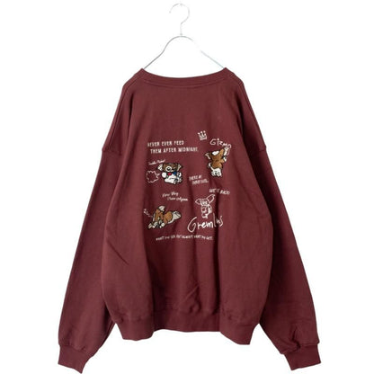 GREMLINS Gizmo Doodle Embroidered Sweatshirt WINE RED