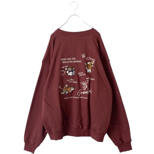 GREMLINS Gizmo Doodle Embroidered Sweatshirt WINE RED