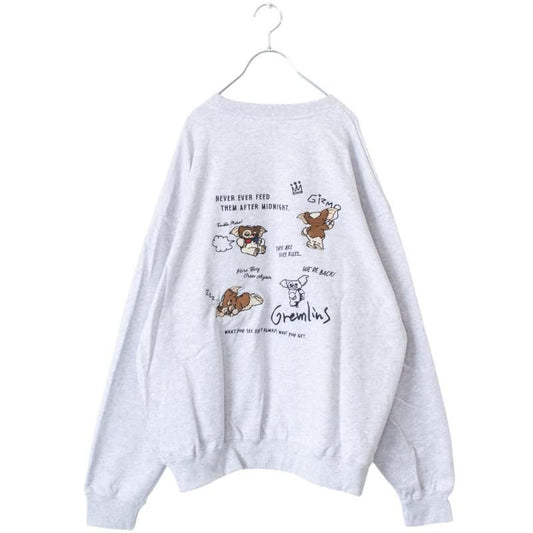 GREMLINS Gizmo Doodle Embroidered Sweatshirt, Light Gray