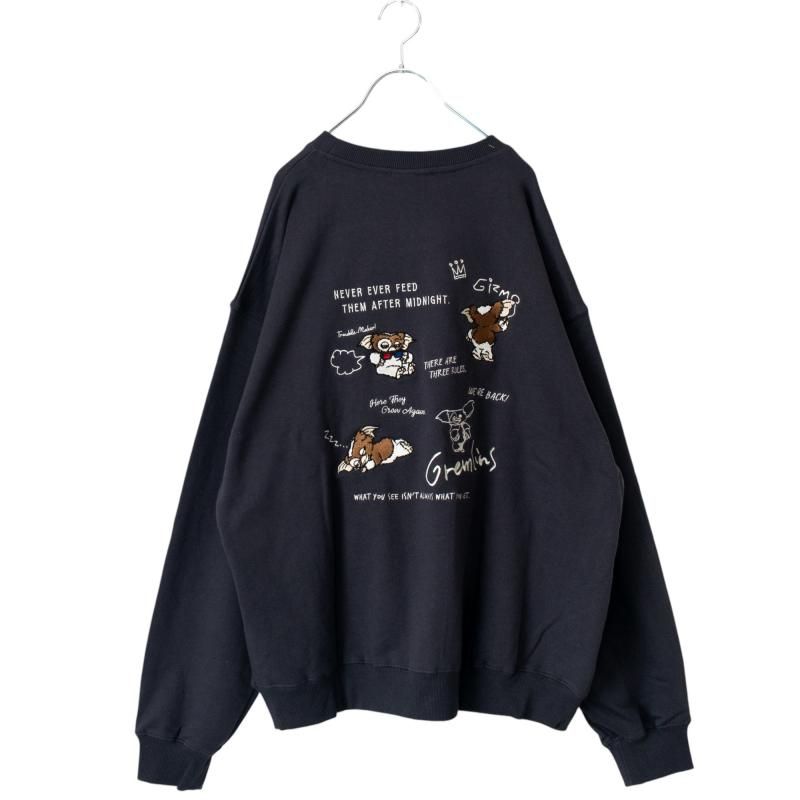 GREMLINS Gremlins Gizmo Doodle Embroidered Sweatshirt Charcoal