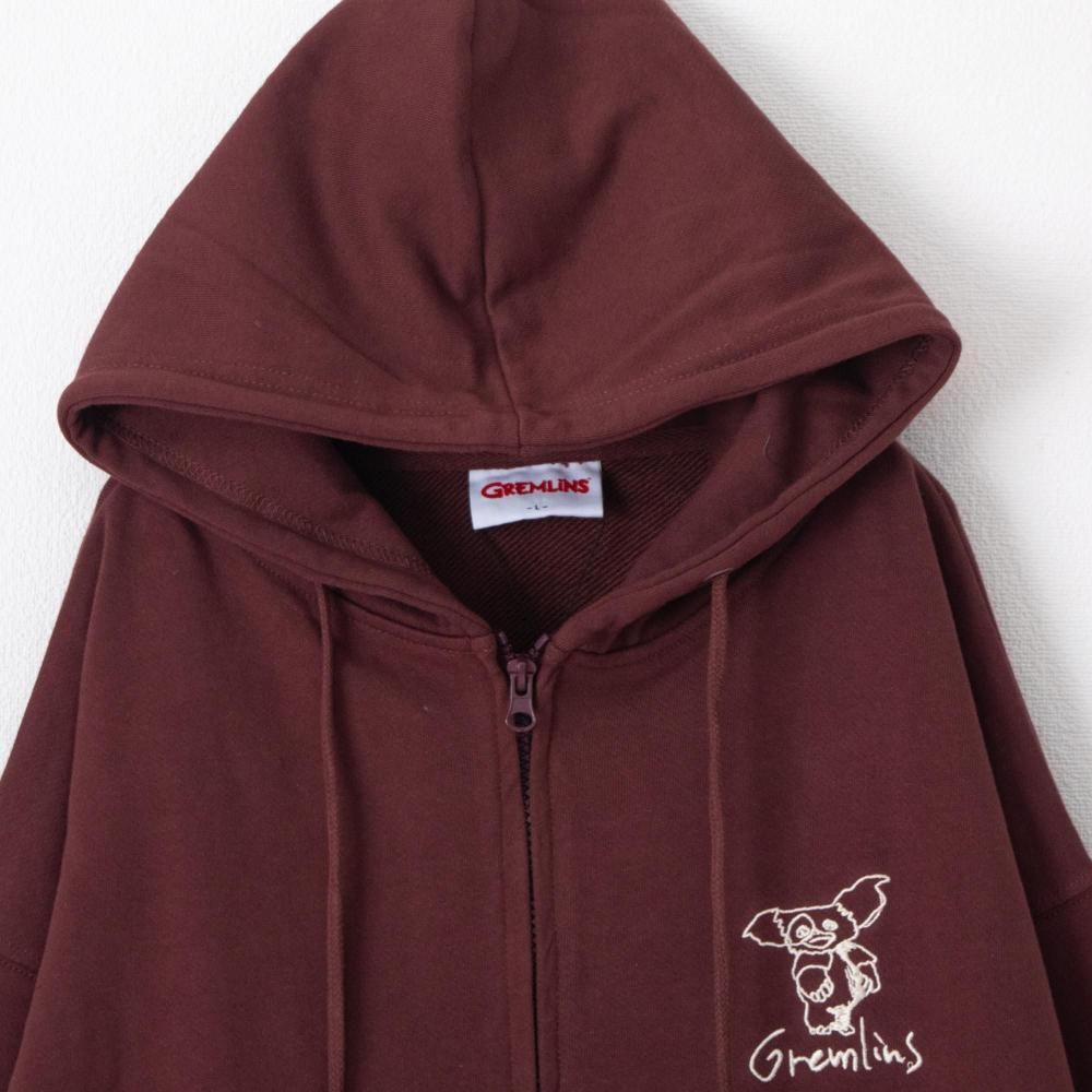 GREMLINS グレムリン ギズモ ラクガキ刺繍 ZIP パーカー WINE RED