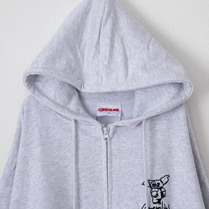 GREMLINS ギズモ ラクガキ刺繍 ZIP パーカー LIGHT GRAY