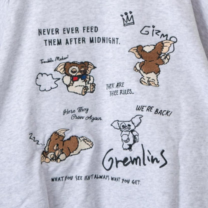 GREMLINS ギズモ ラクガキ刺繍 ZIP パーカー LIGHT GRAY