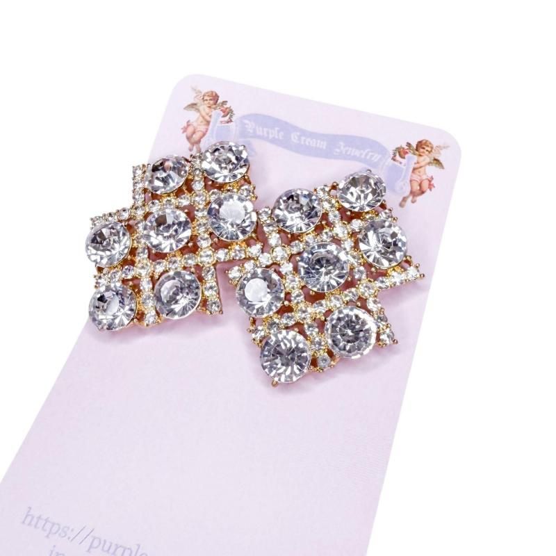 ビジュー ブロック スタッド ピアス