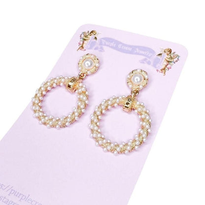 Beaded Circle Stud Earrings