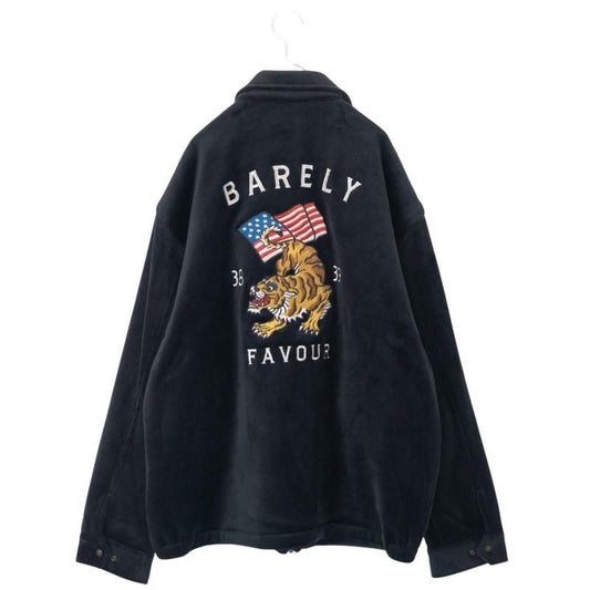 POWER TO THE PEOPLE Tiger Embroidered Velour Corduroy Jacket BLACK