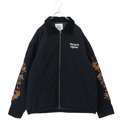 POWER TO THE PEOPLE Tiger and Dragon Embroidered Quilted Jacket BLACK