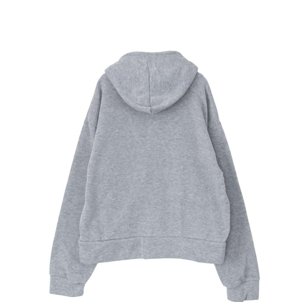 B品 裏起毛 ライト素材 ショート丈 ジップアップ パーカーGRAY