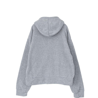 B品 裏起毛 ライト素材 ショート丈 ジップアップ パーカーGRAY