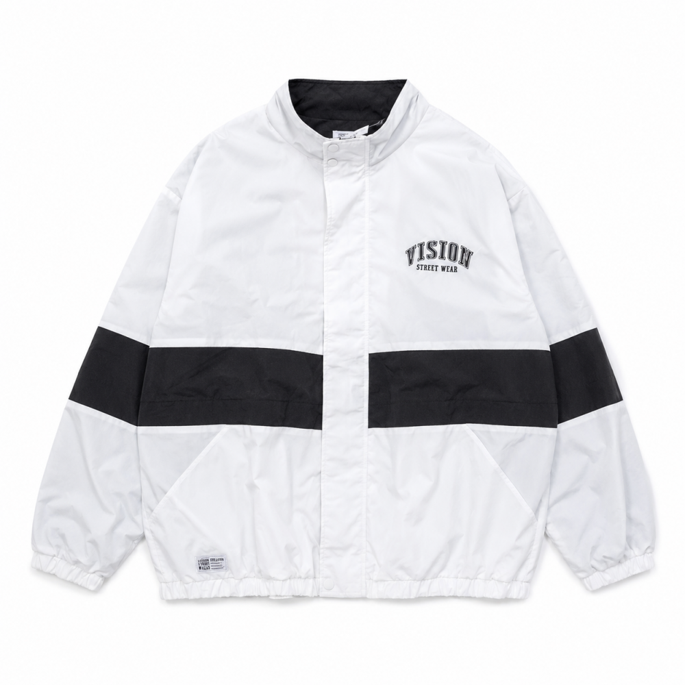 B品 VISION STREET WEAR ヴィンテージワッペン ナイロンブルゾンジャケット WHITE