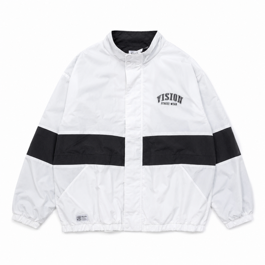 B品 VISION STREET WEAR ヴィンテージワッペン ナイロンブルゾンジャケット WHITE