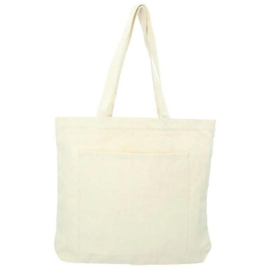 無地 キャンバストートバッグ  ジッパー付き IVORY