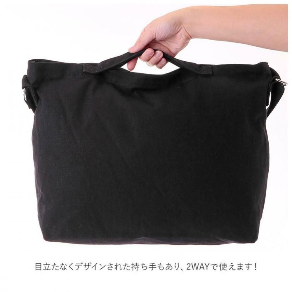 無地 キャンバス ショルダーバッグ BLACK