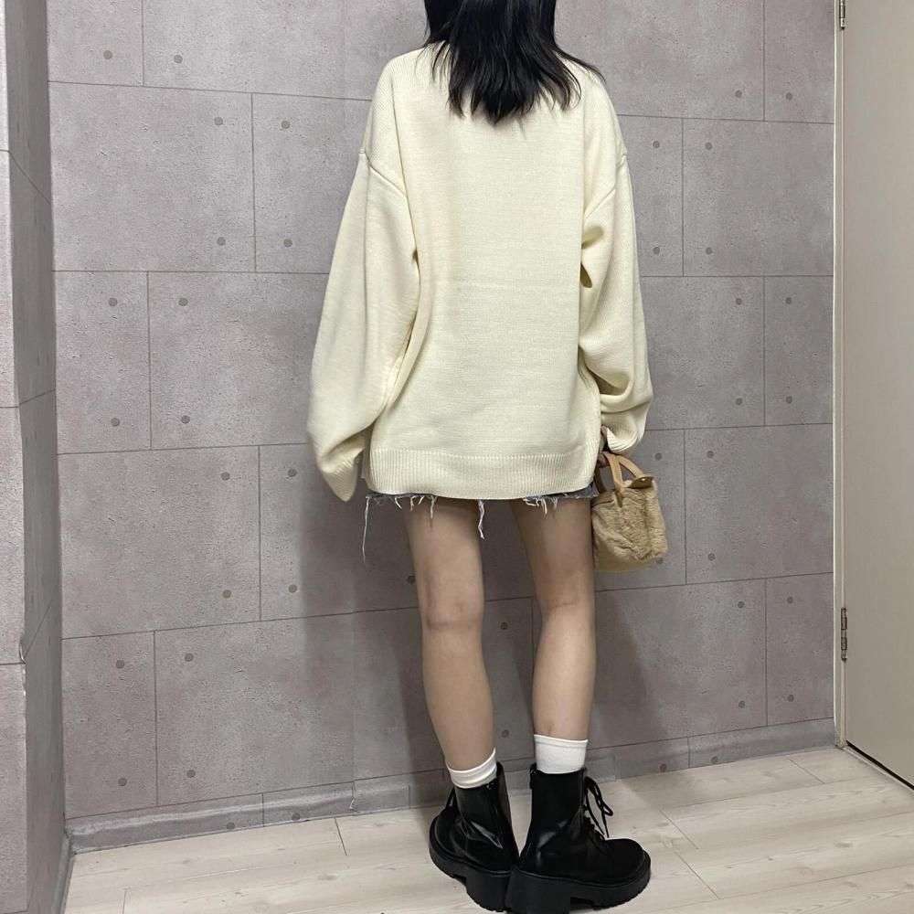 ANGEL BLUE エンジェルブルー アクリルバルキー ジャガードニット プルオーバー IVORY