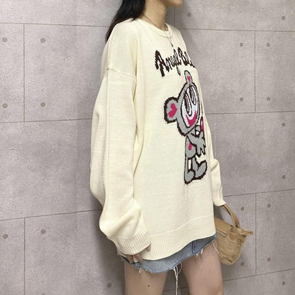 ANGEL BLUE エンジェルブルー アクリルバルキー ジャガードニット プルオーバー IVORY
