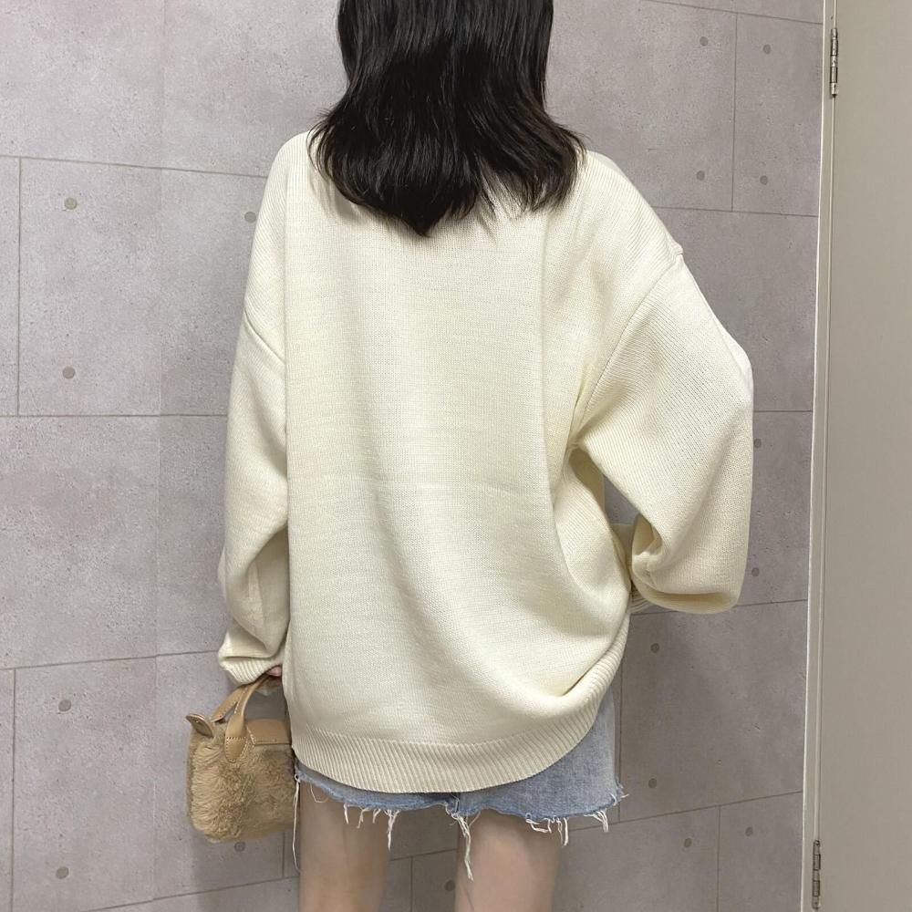 ANGEL BLUE エンジェルブルー アクリルバルキー ジャガードニット プルオーバー IVORY