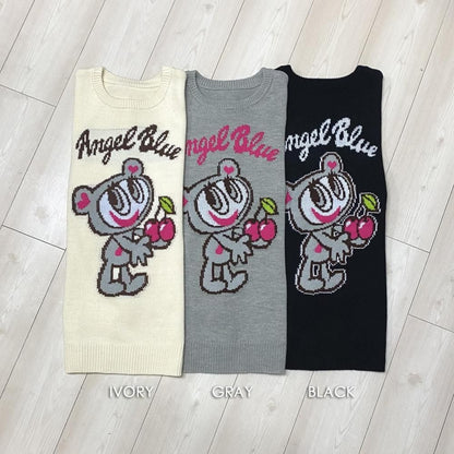 ANGEL BLUE エンジェルブルー アクリルバルキー ジャガードニット プルオーバー IVORY