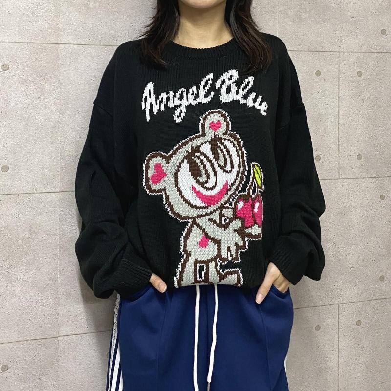 ANGEL BLUE エンジェルブルー アクリルバルキー ジャガードニット プルオーバー BLACK