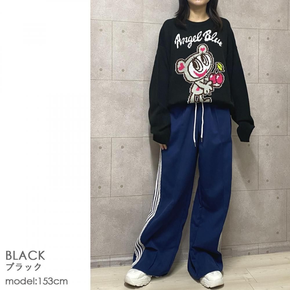 ANGEL BLUE エンジェルブルー アクリルバルキー ジャガードニット プルオーバー BLACK
