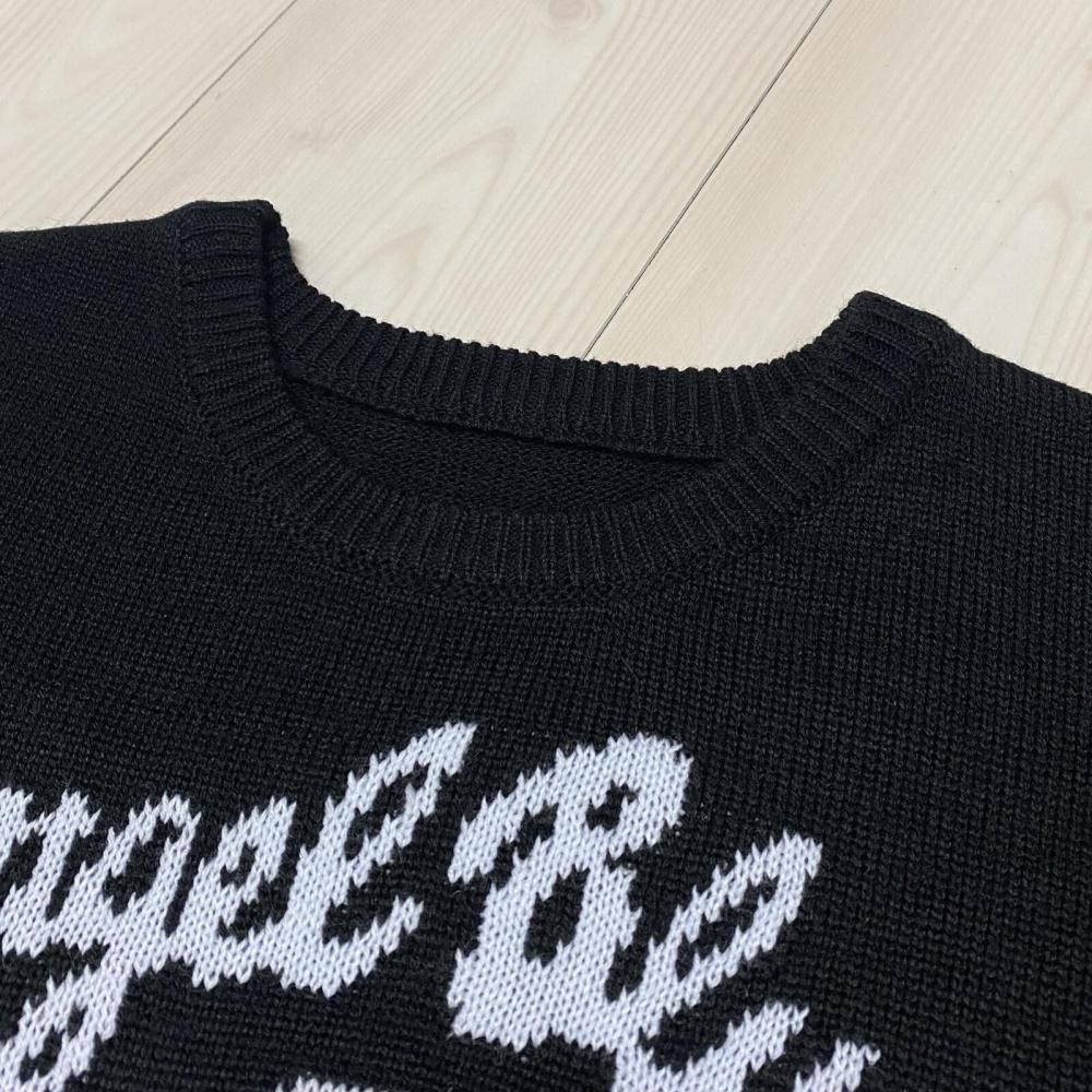 ANGEL BLUE エンジェルブルー アクリルバルキー ジャガードニット プルオーバー BLACK