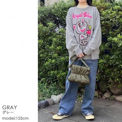 ANGEL BLUE エンジェルブルー アクリルバルキー ジャガードニット プルオーバー GRAY