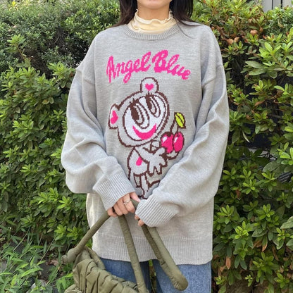 ANGEL BLUE エンジェルブルー アクリルバルキー ジャガードニット プルオーバー GRAY