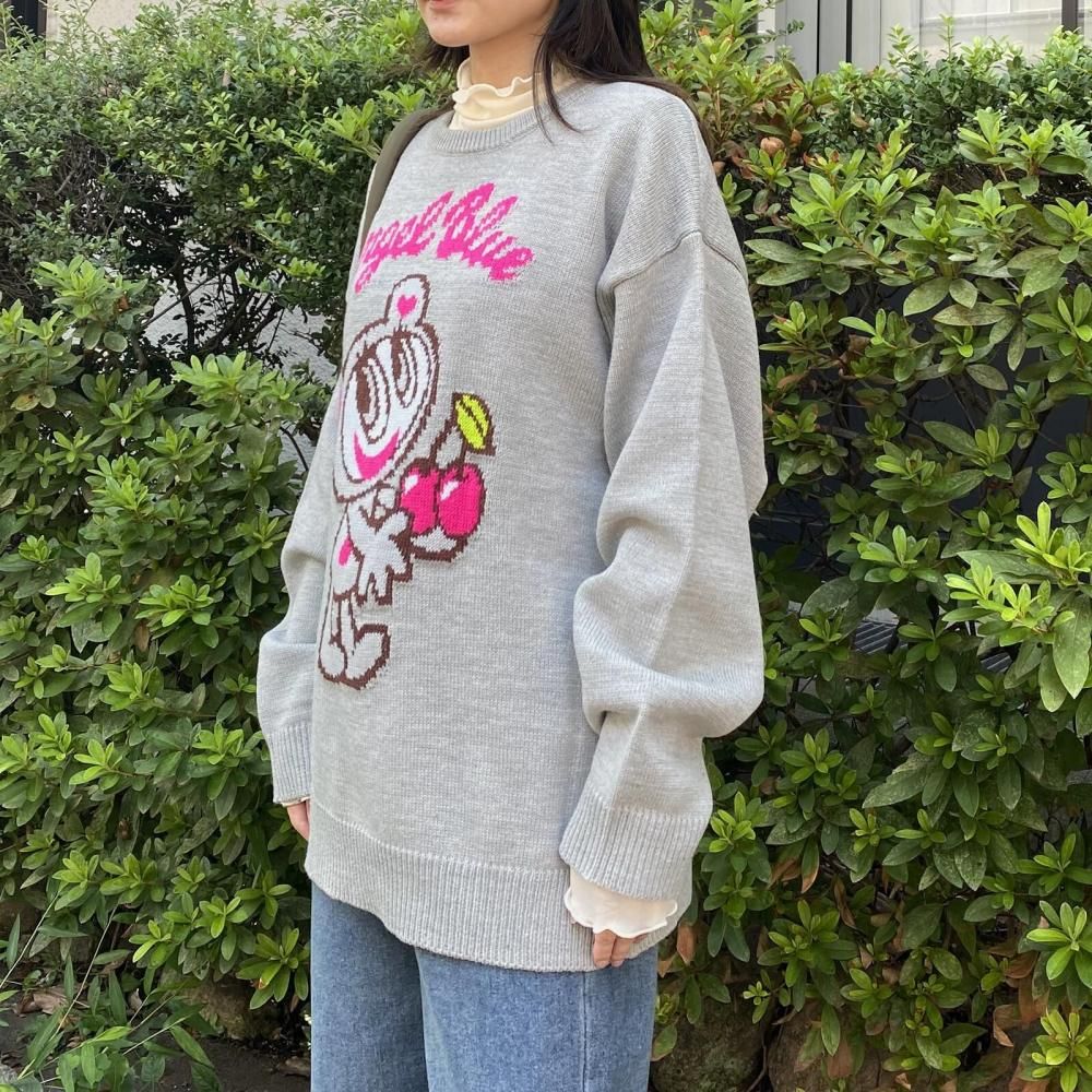 ANGEL BLUE エンジェルブルー アクリルバルキー ジャガードニット プルオーバー GRAY