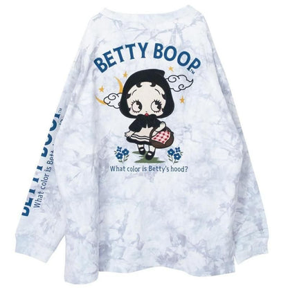 NEVERMIND × BETTY BOOP BIGシルエット天竺ロンT Tシャツ BBN-2602 TIE DYE GRAY