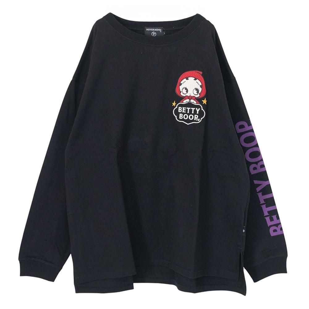 NEVERMIND × BETTY BOOP BIGシルエット天竺ロンT Tシャツ BBN-2602 BLACK