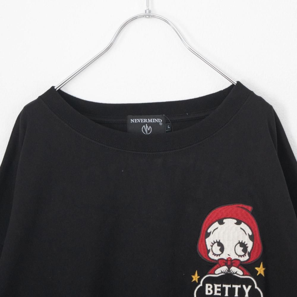 NEVERMIND × BETTY BOOP BIGシルエット天竺ロンT Tシャツ BBN-2602 BLACK