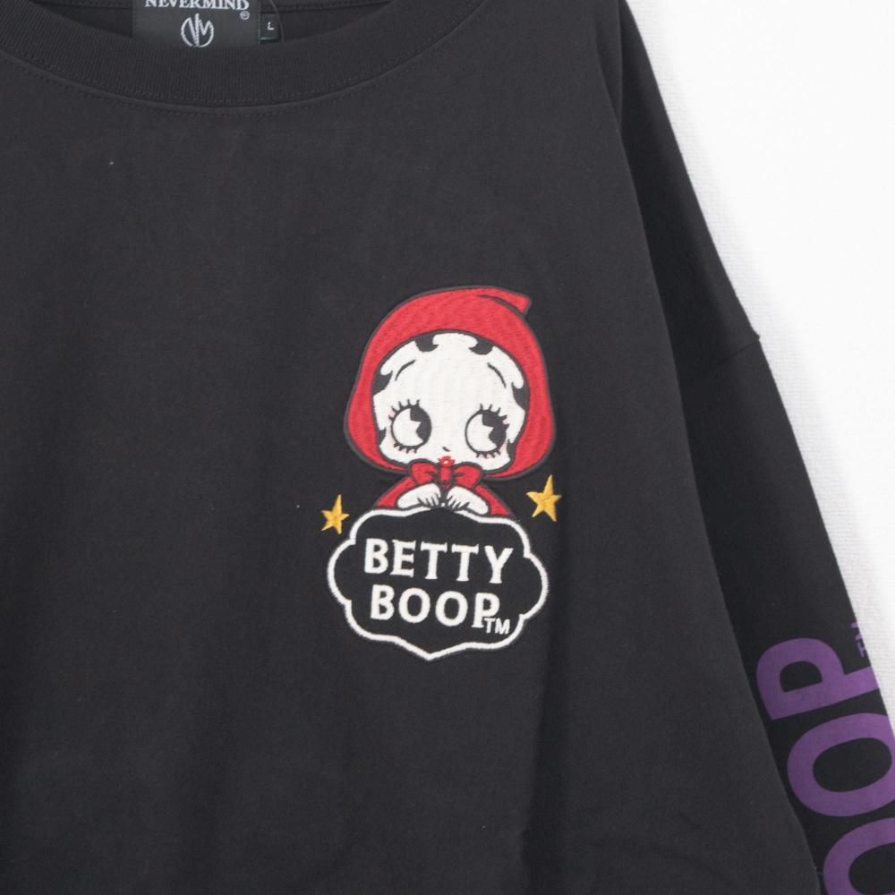 NEVERMIND × BETTY BOOP BIGシルエット天竺ロンT Tシャツ BBN-2602 BLACK