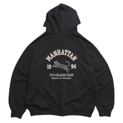 POWER TO THE PEOPLE カレッジロゴ虎ジップパーカー BLACK