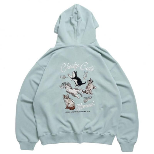 POWER TO THE PEOPLE チル猫ジップパーカー GREEN