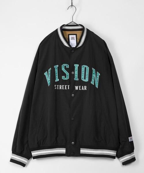 VISION STREET WEAR ナイロンワッペンスタジアムジャケット BLACK