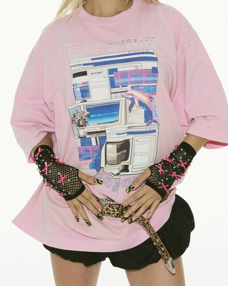M.E. MYUUA ETERNAL OUTDATED ボーイズTシャツ PINK