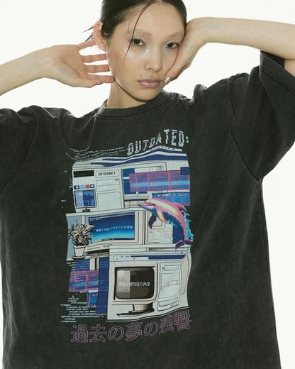 M.E. MYUUA ETERNAL OUTDATED ボーイズTシャツ BLACK