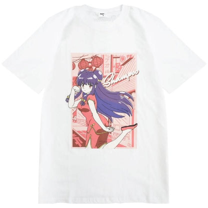 らんま1/2 半袖Tシャツ レディース シャンプー WHITE