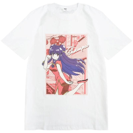 らんま1/2 半袖Tシャツ レディース シャンプー WHITE