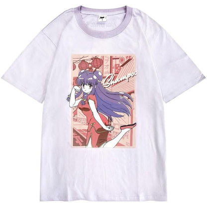 らんま1/2 半袖Tシャツ レディース シャンプー PURPLE