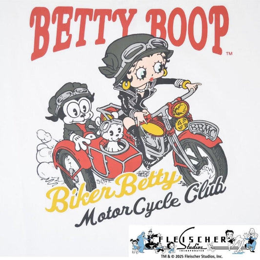 BETTY BOOP ベティちゃん バイク 半袖 Tシャツ WHITE