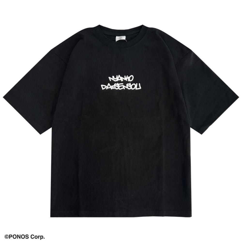 にゃんこ大戦争 オーバーサイズ  半袖Tシャツ BLACK