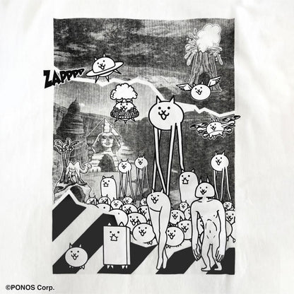 にゃんこ大戦争 オーバーサイズ  半袖Tシャツ BLACK
