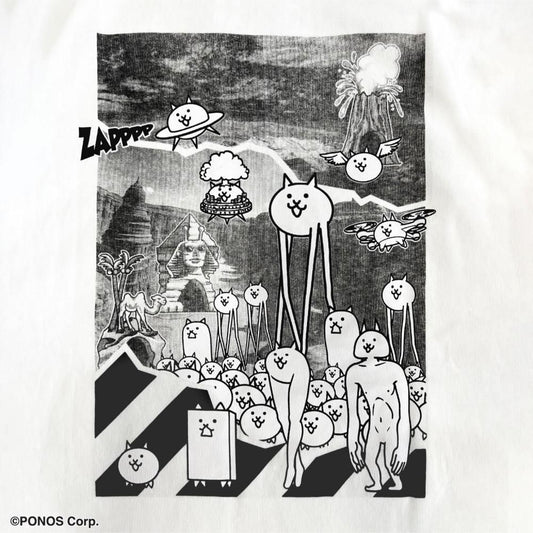にゃんこ大戦争 オーバーサイズ  半袖Tシャツ WHITE