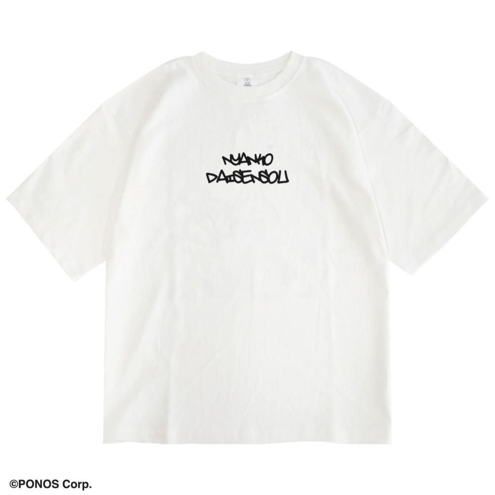 にゃんこ大戦争 オーバーサイズ  半袖Tシャツ WHITE
