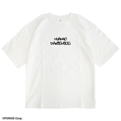 にゃんこ大戦争 オーバーサイズ  半袖Tシャツ WHITE