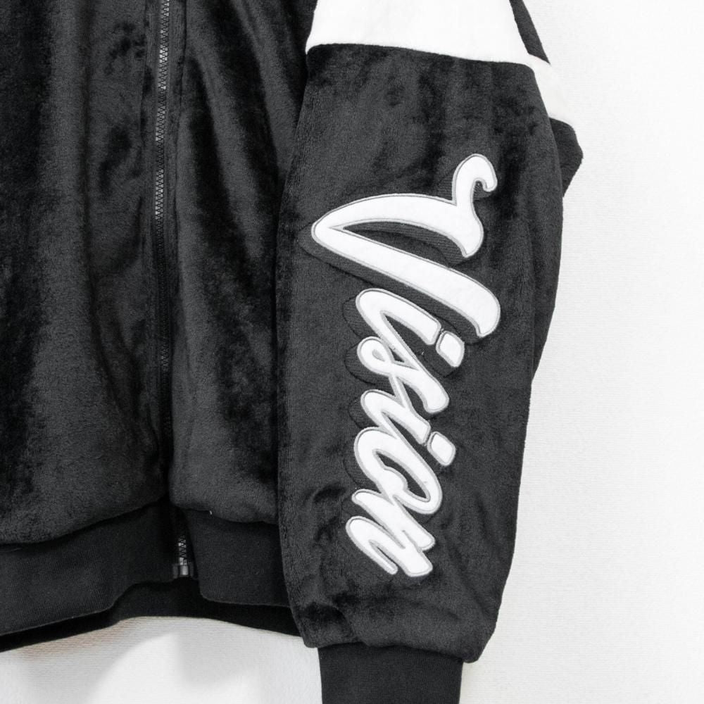 VISION STREET WEAR 袖ワッペン ファーブルゾン BLACK