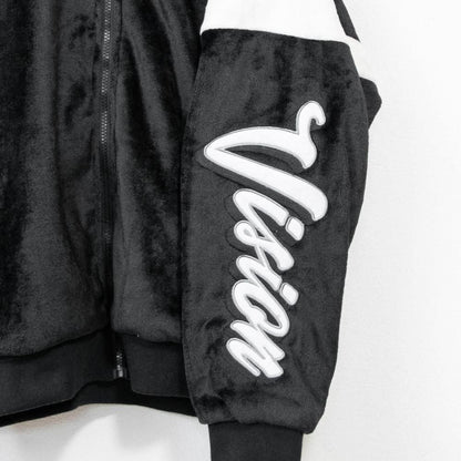 VISION STREET WEAR 袖ワッペン ファーブルゾン BLACK