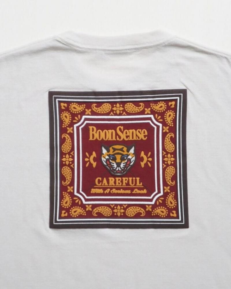 POWER TO THE PEOPLE タイガーバンダナTee / 梨地 半袖Tシャツ Ivory