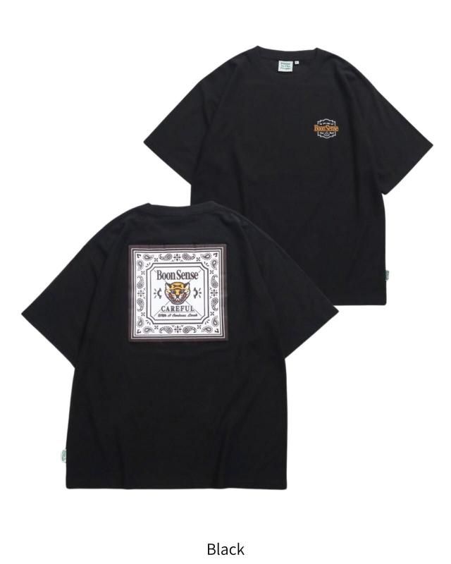 POWER TO THE PEOPLE タイガーバンダナTee / 梨地 半袖Tシャツ Black